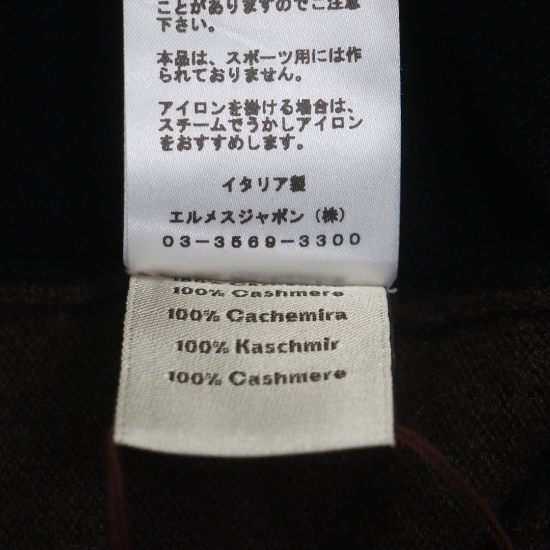 未使用品▼HERMES エルメス 22AW カシミヤ100% クルーネック バイカラー プルオーバー ニット セーター ブラック ブラウン XL 正規品