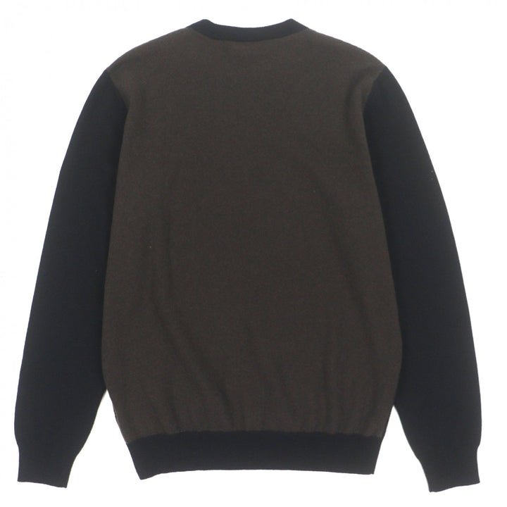 未使用品▼HERMES エルメス 22AW カシミヤ100% クルーネック バイカラー プルオーバー ニット セーター ブラック ブラウン XL 正規品