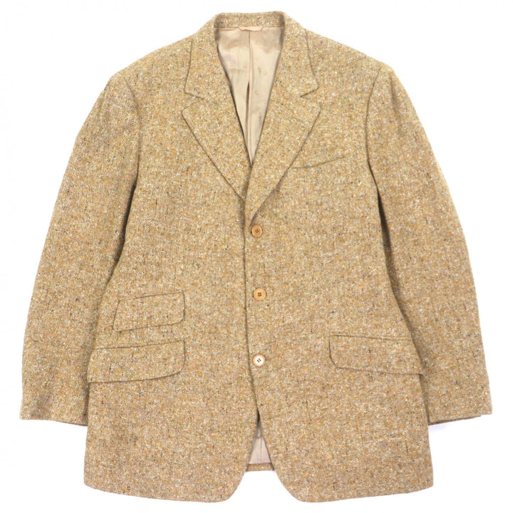 美品▼ARNYS PARIS アルニス JEAN G ウール カシミヤ ツイード シングルジャケット テーラードジャケット イエロー 54 イタリア製 メンズ
