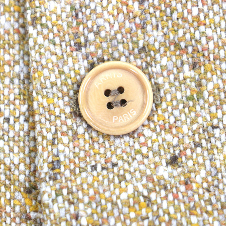 美品▼ARNYS PARIS アルニス JEAN G ウール カシミヤ ツイード シングルジャケット テーラードジャケット イエロー 54 イタリア製 メンズ