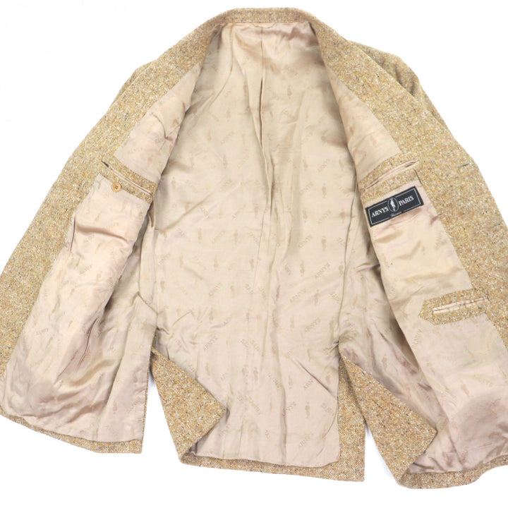 美品▼ARNYS PARIS アルニス JEAN G ウール カシミヤ ツイード シングルジャケット テーラードジャケット イエロー 54 イタリア製 メンズ