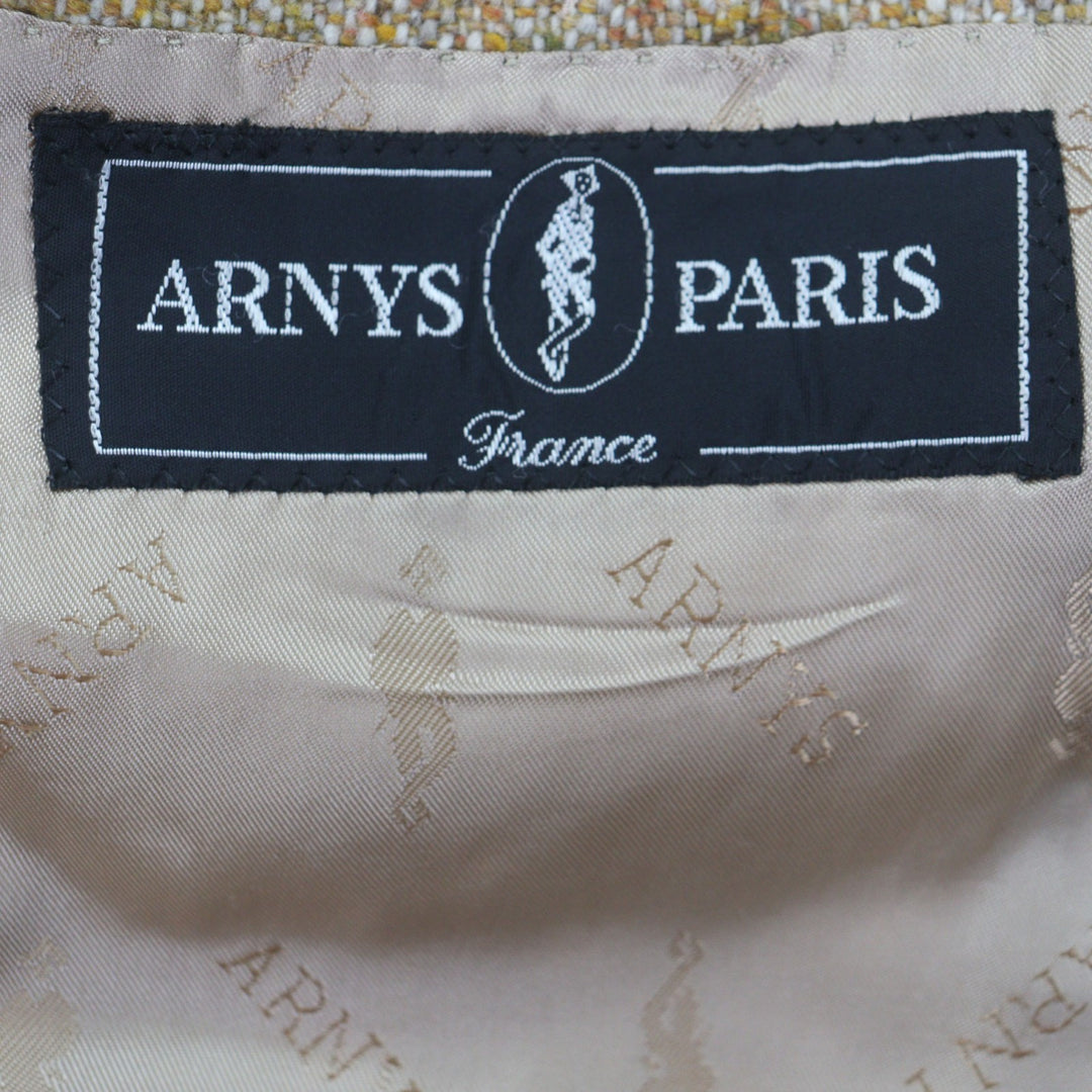 美品▼ARNYS PARIS アルニス JEAN G ウール カシミヤ ツイード シングルジャケット テーラードジャケット イエロー 54 イタリア製 メンズ