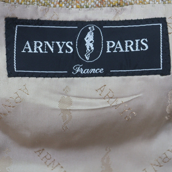美品▼ARNYS PARIS アルニス JEAN G ウール カシミヤ ツイード シングルジャケット テーラードジャケット イエロー 54 イタリア製 メンズ