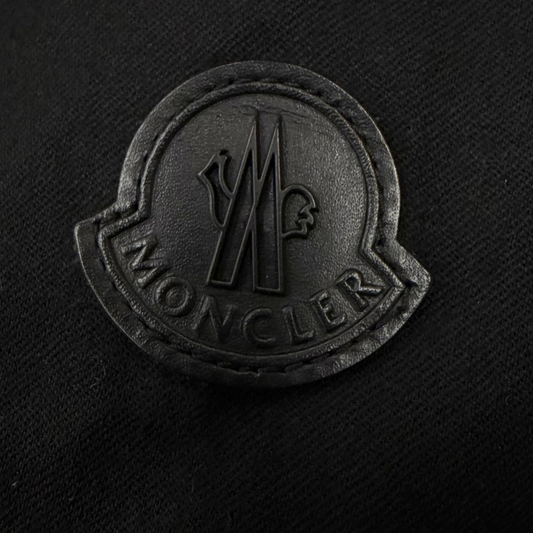 良品▼MONCLER モンクレール RYAN ライアン レザーワッペン付き ロゴ入りボタン フーデッド WZIPUP ダウンジャケット ブラック 0 正規品
