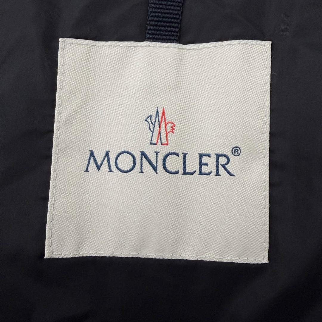 良品▼MONCLER モンクレール RYAN ライアン レザーワッペン付き ロゴ入りボタン フーデッド WZIPUP ダウンジャケット ブラック 0 正規品