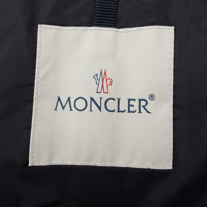 良品▼MONCLER モンクレール RYAN ライアン レザーワッペン付き ロゴ入りボタン フーデッド WZIPUP ダウンジャケット ブラック 0 正規品