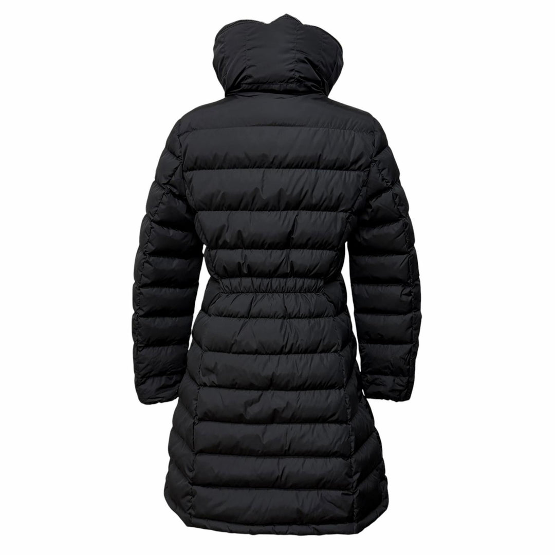 良品★MONCLER モンクレール FLAMMETTE ロゴワッペン付 ZIP UP ダウンコート ダウンジャケット ブラック 3 正規品 レディース