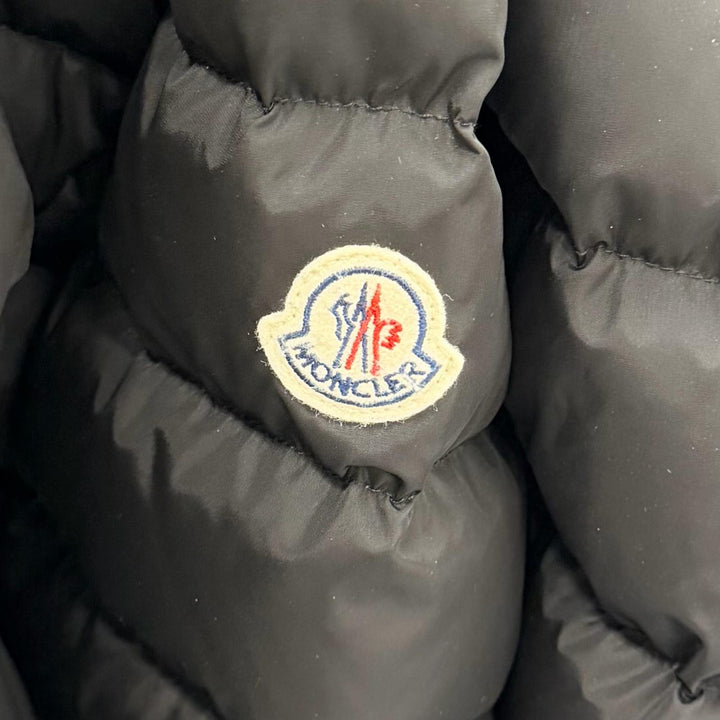 良品★MONCLER モンクレール FLAMMETTE ロゴワッペン付 ZIP UP ダウンコート ダウンジャケット ブラック 3 正規品 レディース