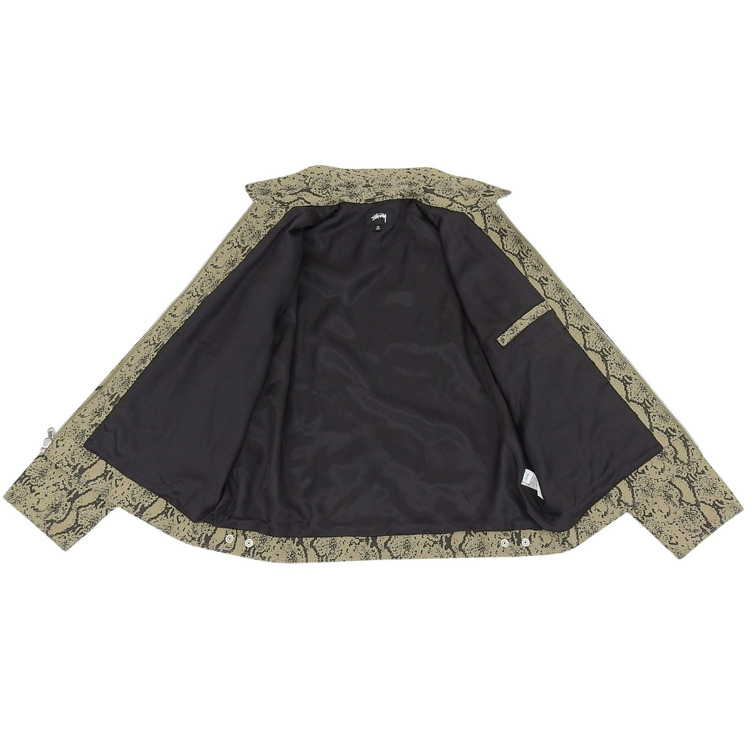極美品▲STUSSY ステューシー 25SS 115843 Gabardine Garage Jacket Snake コットン100％ ロゴ刺繍 ZIPジャケット ベージュ XL 正規品