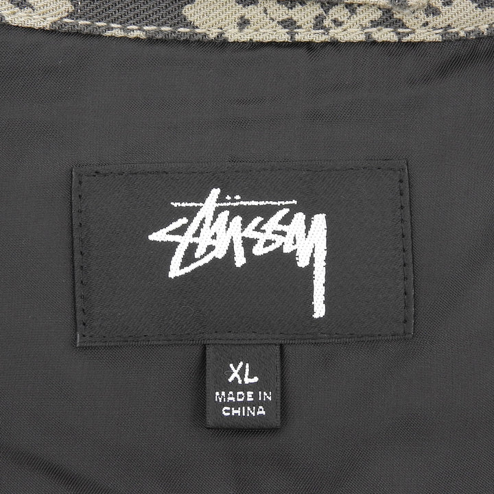 極美品▲STUSSY ステューシー 25SS 115843 Gabardine Garage Jacket Snake コットン100％ ロゴ刺繍 ZIPジャケット ベージュ XL 正規品