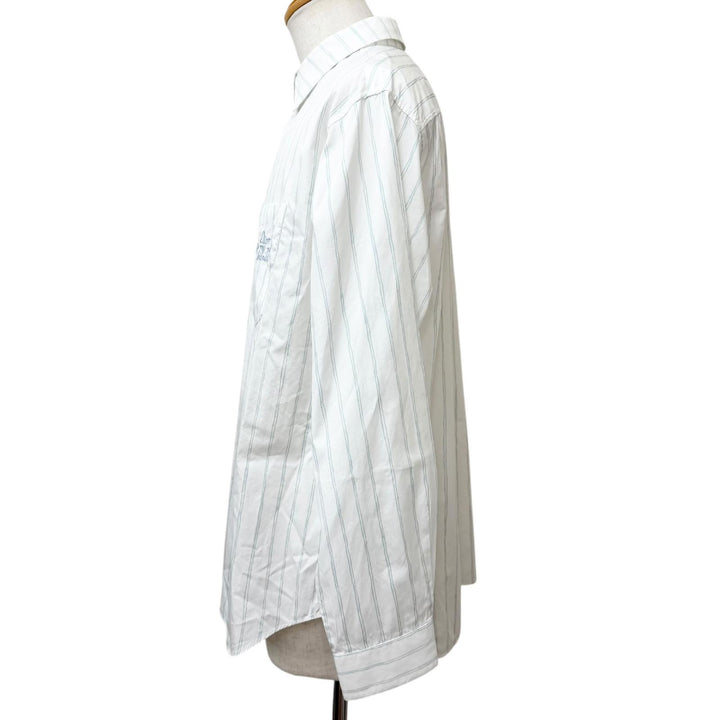 極美品□DIOR ディオール オム 25SS 583C559B3013 ヒルトン・ネル ストライプ柄 ロゴ刺繍 襟2WAY 長袖シャツ 白 39 イタリア製 正規品