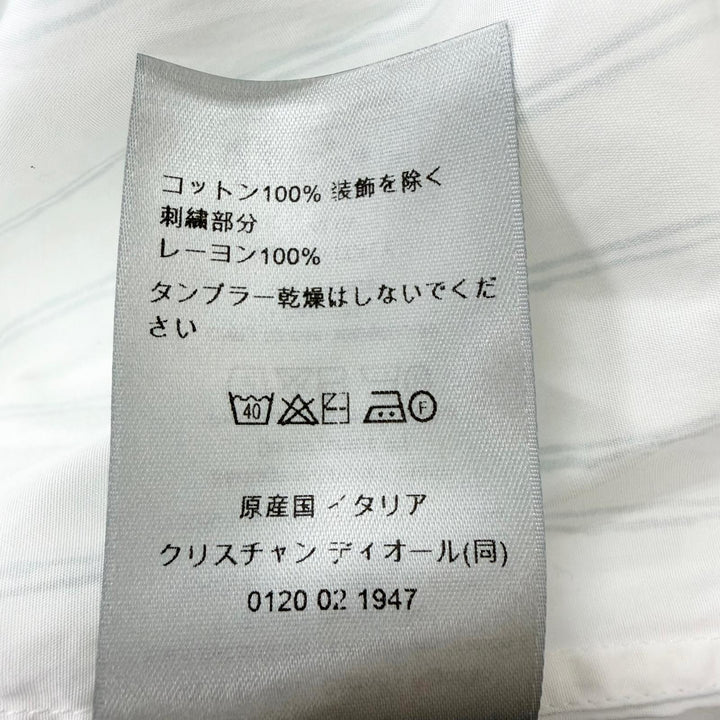 極美品□DIOR ディオール オム 25SS 583C559B3013 ヒルトン・ネル ストライプ柄 ロゴ刺繍 襟2WAY 長袖シャツ 白 39 イタリア製 正規品