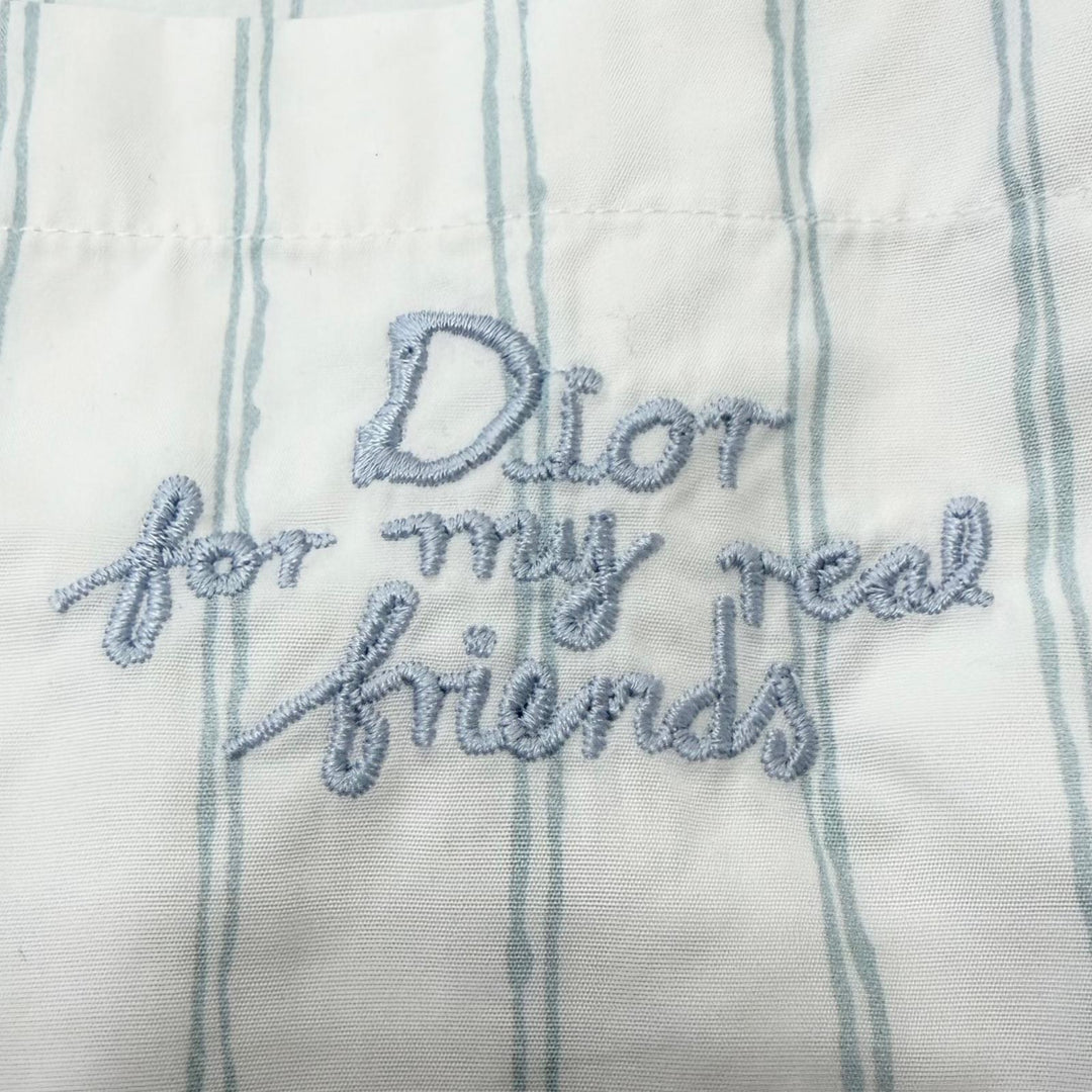 極美品□DIOR ディオール オム 25SS 583C559B3013 ヒルトン・ネル ストライプ柄 ロゴ刺繍 襟2WAY 長袖シャツ 白 39 イタリア製 正規品