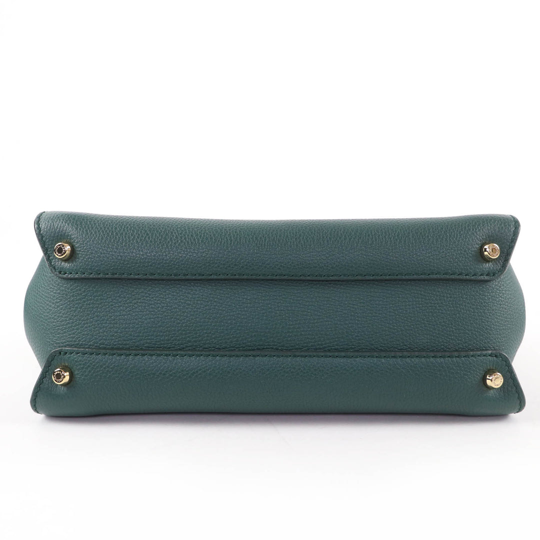 未使用品☆DOLCE&amp;GABBANA ドルチェ＆ガッバーナ シシリーソフト スモール レザー 2WAY ショルダー ハンドバッグ グリーン 伊製