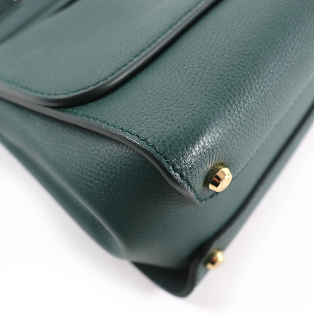 未使用品☆DOLCE&amp;GABBANA ドルチェ＆ガッバーナ シシリーソフト スモール レザー 2WAY ショルダー ハンドバッグ グリーン 伊製