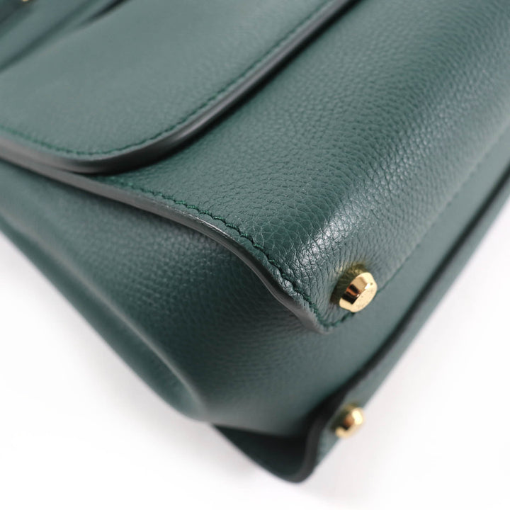 未使用品☆DOLCE&amp;GABBANA ドルチェ＆ガッバーナ シシリーソフト スモール レザー 2WAY ショルダー ハンドバッグ グリーン 伊製