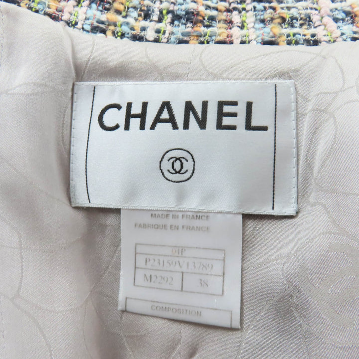 人気★CHANEL シャネル ヴィンテージ 04A P23159 ココボタン付 リボンツイード ジャケット マルチ 38 フランス製 正規品 レディース