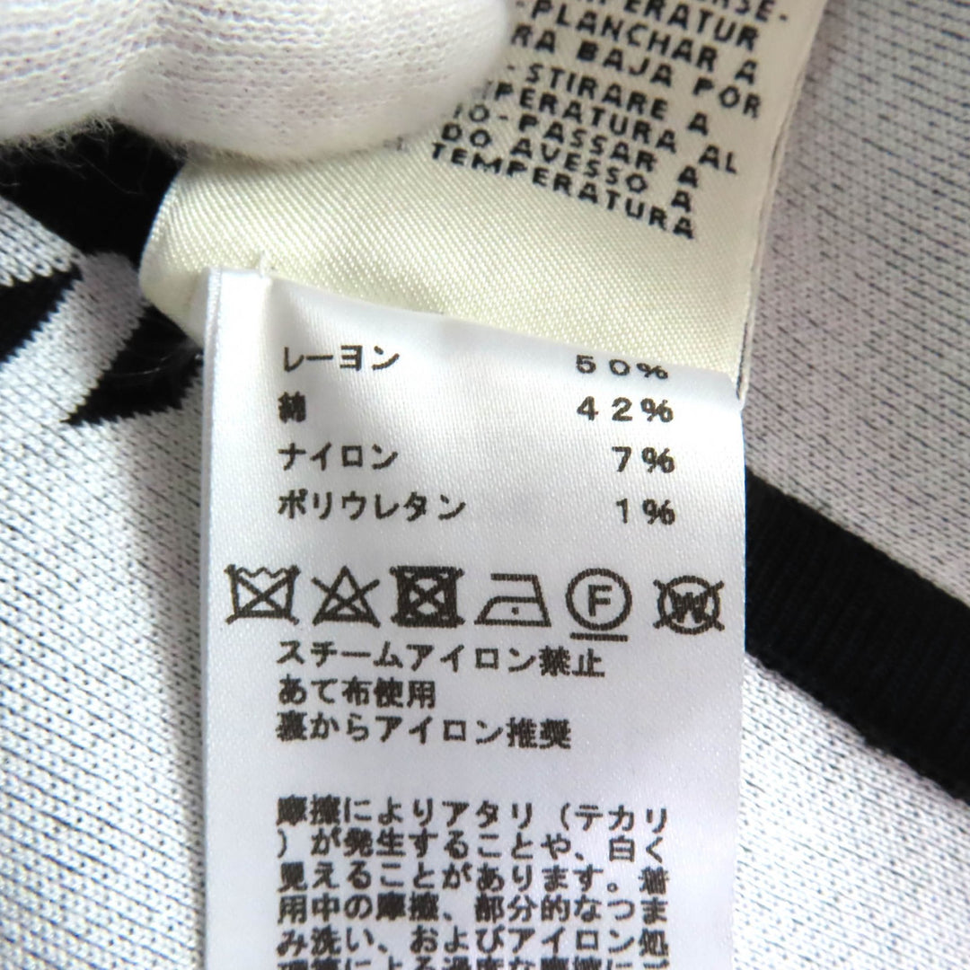 極美品★HERMES エルメス 21SS 総柄 クロスライン ノースリーブ ワンピース ブラック ホワイト 34 イタリア製 正規品 レディース