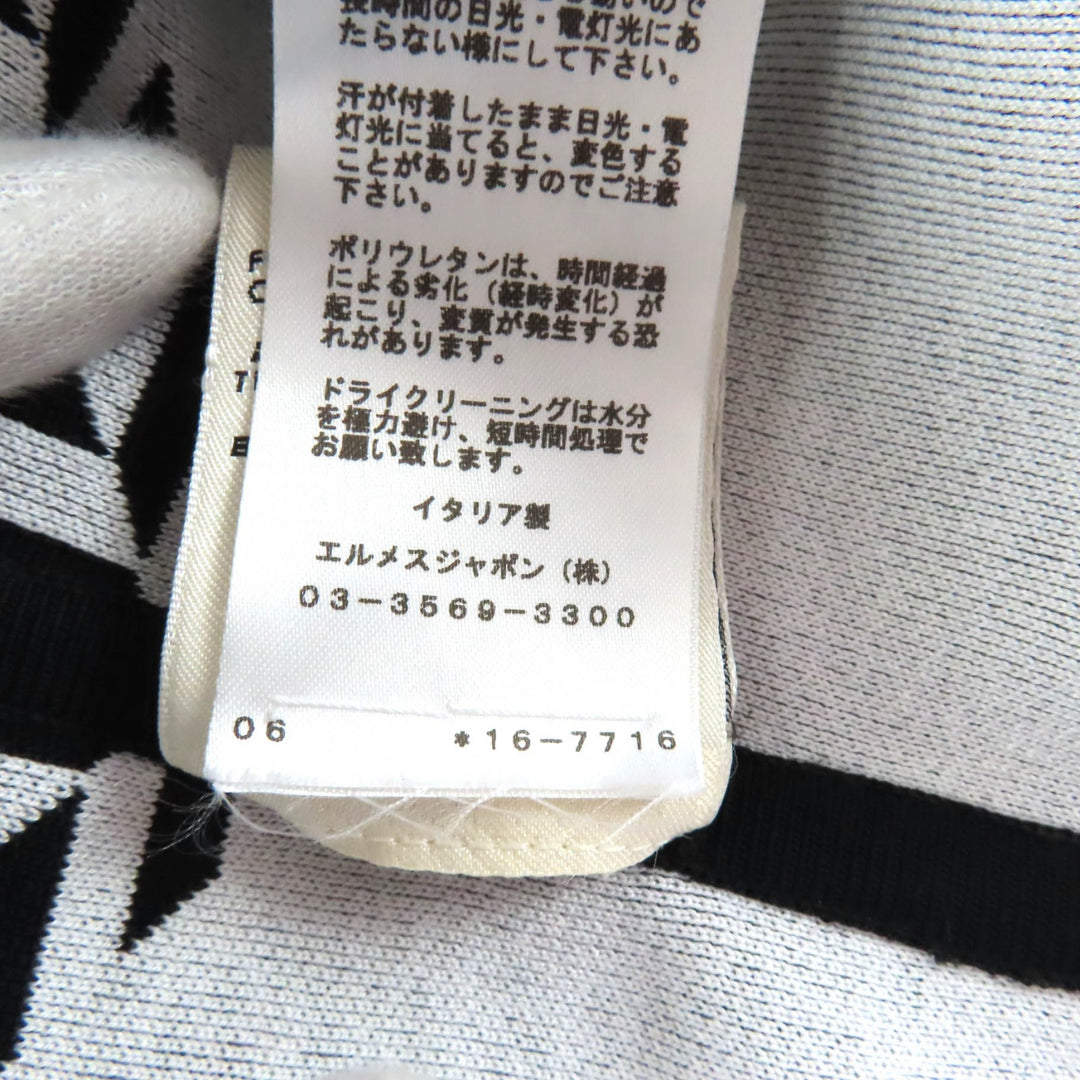 極美品★HERMES エルメス 21SS 総柄 クロスライン ノースリーブ ワンピース ブラック ホワイト 34 イタリア製 正規品 レディース