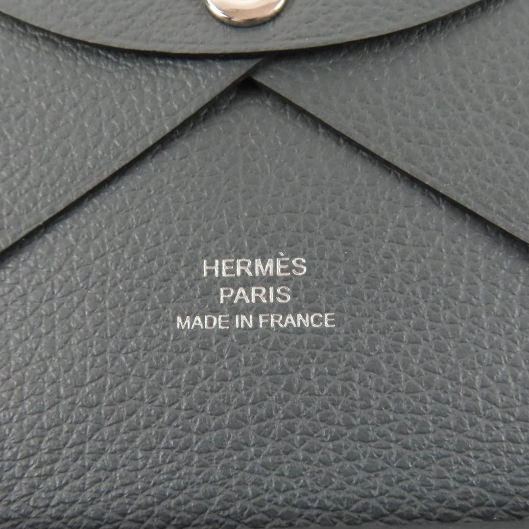 美品★HERMES エルメス カルヴィ デュオ グリミスティ エヴァーカラー シルバー金具 コインケース W刻印 箱付き フランス製 レディース