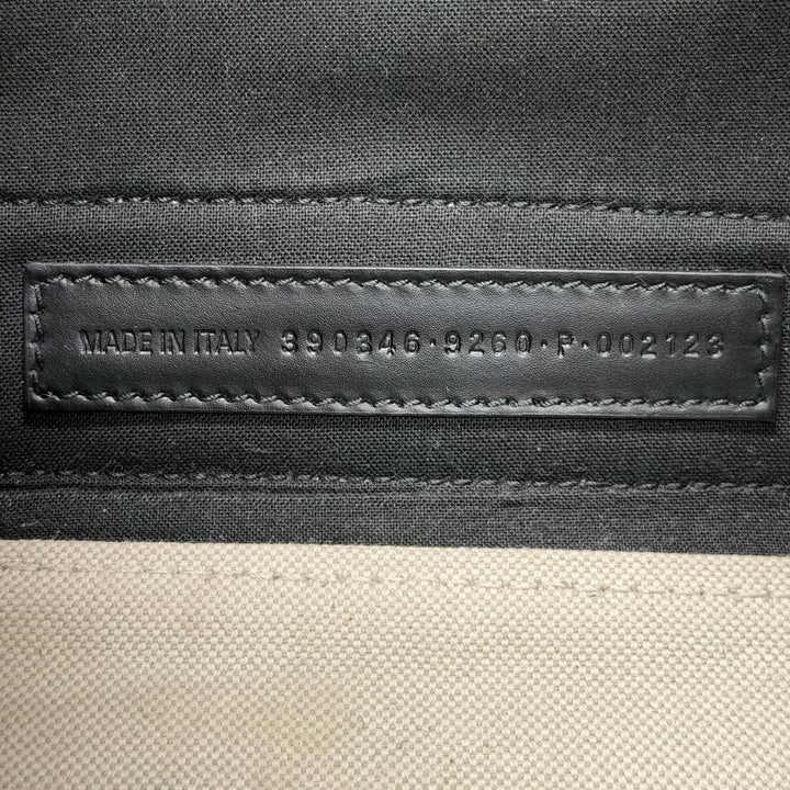 美品▼BALENCIAGA バレンシアガ 390346 Navy カバ XS キャンバス レザー ショルダーバッグ ナチュラル ブラック レディース 保存袋付き