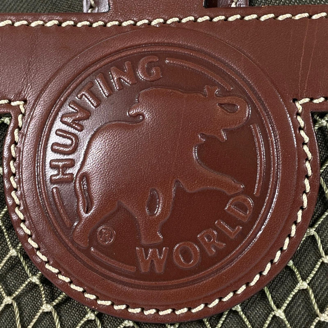 極美品▲HUNTING WORLD ハンティングワールド サファリ トゥデイ キャンバス レザー トートバッグ カーキー ブラウン イタリア製 メンズ