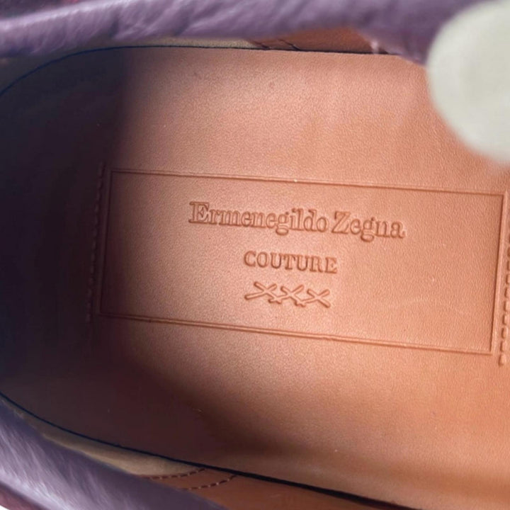 未使用品▲Ermenegildo Zegna エルメネジルド ゼニア A4667X Triple Stitch スウェードレザー スニーカー ブラウン系 7 イタリア製 メンズ