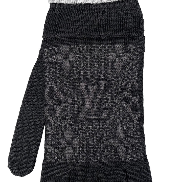 極美品▲LOUIS VUITTON ルイヴィトン 2020年製 M73470 ゴン マイ モノグラム エクリプス ウール100％ 手袋 ブラック 正規品 メンズ