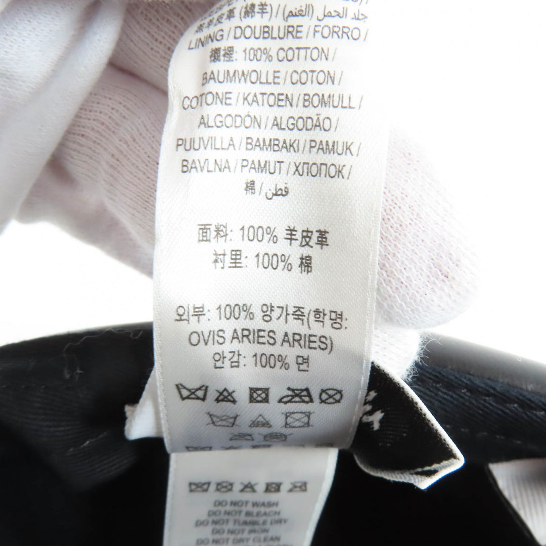未使用品★BURBERRY バーバリー 8054365 レイヤードデザイン 王冠 ラムレザー キャップ ブラック M イタリア製 正規品 レディース メンズ