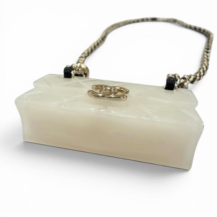 極美品☆CHANEL シャネル 2023年製 B23C マトラッセバッグモチーフ ココマーク チェーン ネックレス アイボリー イタリア製 レディース