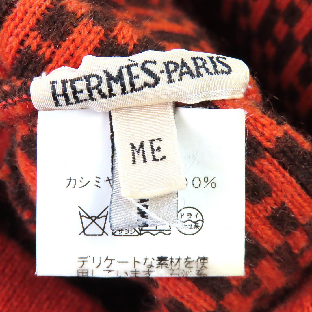 極美品△HERMES エルメス ヴィンテージ カシミヤ100％ マルジェラ期 H柄 ビーニー ニット帽 ニットキャップ オレンジ ブラウン ME 正規品