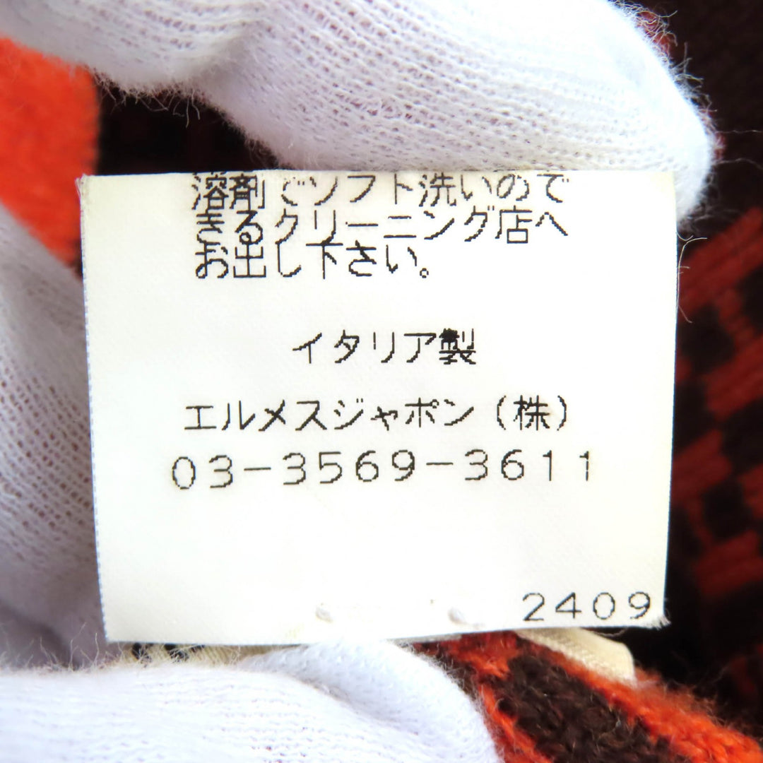 極美品△HERMES エルメス ヴィンテージ カシミヤ100％ マルジェラ期 H柄 ビーニー ニット帽 ニットキャップ オレンジ ブラウン ME 正規品
