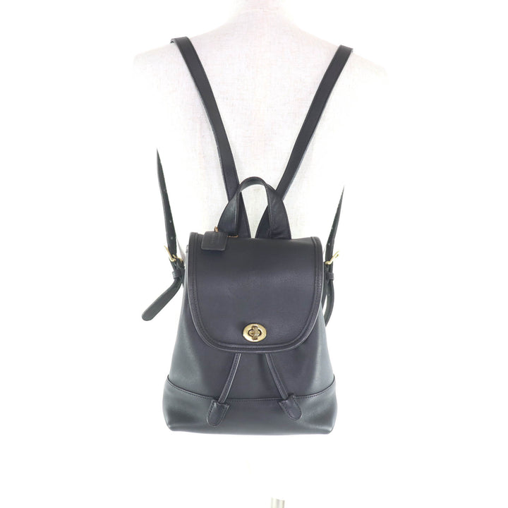 極美品★COACH コーチ 9960 オールド コーチ チャーム付 ターンロック グローブレザー リュック・デイパック ブラック ゴールド金具