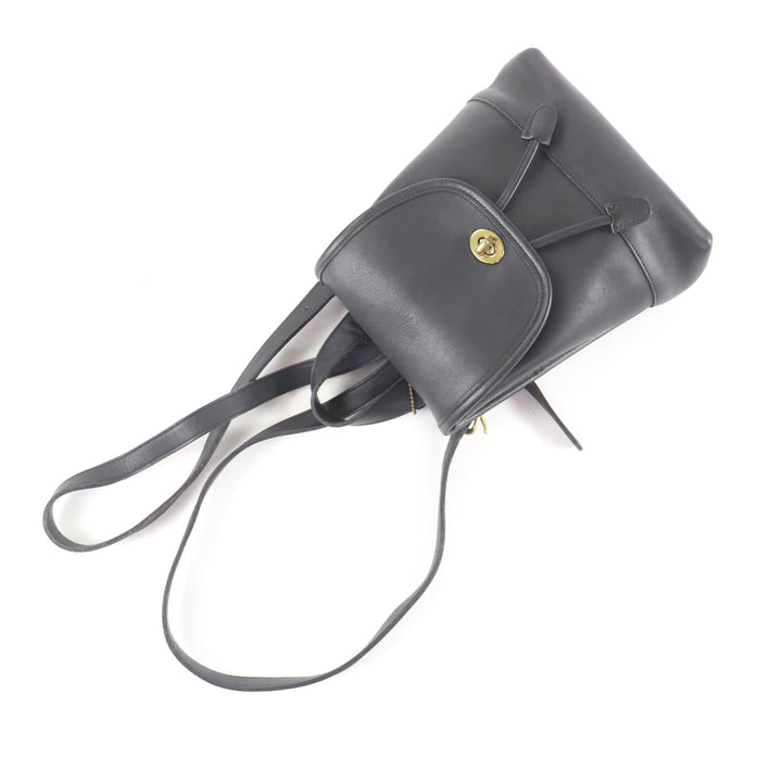 極美品★COACH コーチ 9960 オールド コーチ チャーム付 ターンロック グローブレザー リュック・デイパック ブラック ゴールド金具