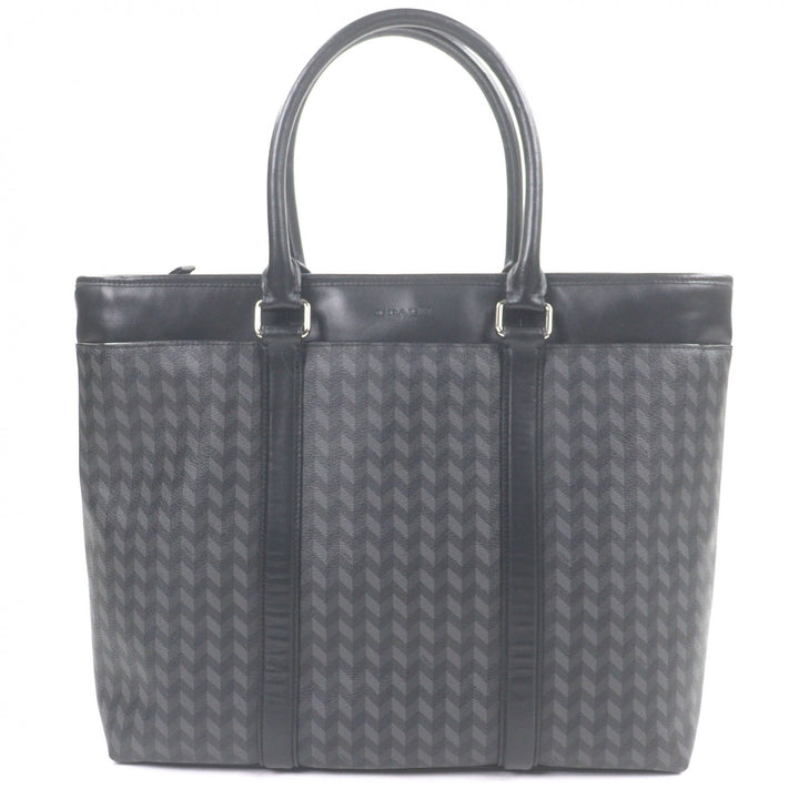 美品□COACH コーチ F29032 レザー ヘリンボーン 総柄 2WAY ショルダーバッグ ブリーフケース ビジネスバッグ ブラック グレー メンズ