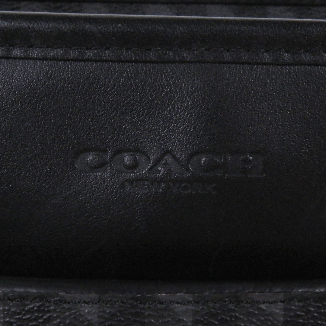 美品□COACH コーチ F29032 レザー ヘリンボーン 総柄 2WAY ショルダーバッグ ブリーフケース ビジネスバッグ ブラック グレー メンズ