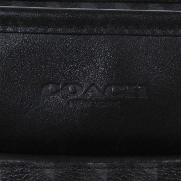 美品□COACH コーチ F29032 レザー ヘリンボーン 総柄 2WAY ショルダーバッグ ブリーフケース ビジネスバッグ ブラック グレー メンズ