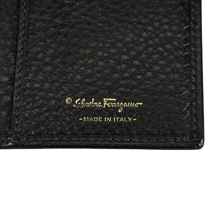 未使用品▲Salvatore Ferragamo サルヴァトーレフェラガモ ガンチーニ レザー ロングウォレット 長財布 ブラック 伊製 レディース 箱付き
