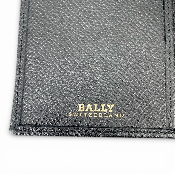極美品▲BALLY バリー LALIRO ロゴ金具付き レザー ロングウォレット 2つ折り 長財布 ブラック シルバー金具 メンズ 箱・保存袋付き