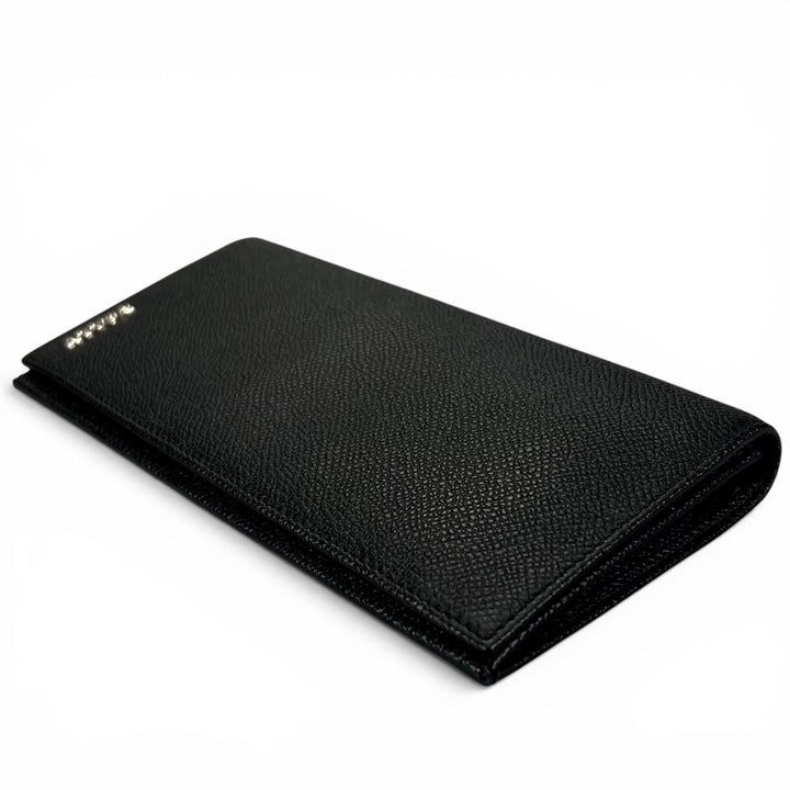 極美品▲BALLY バリー LALIRO ロゴ金具付き レザー ロングウォレット 2つ折り 長財布 ブラック シルバー金具 メンズ 箱・保存袋付き