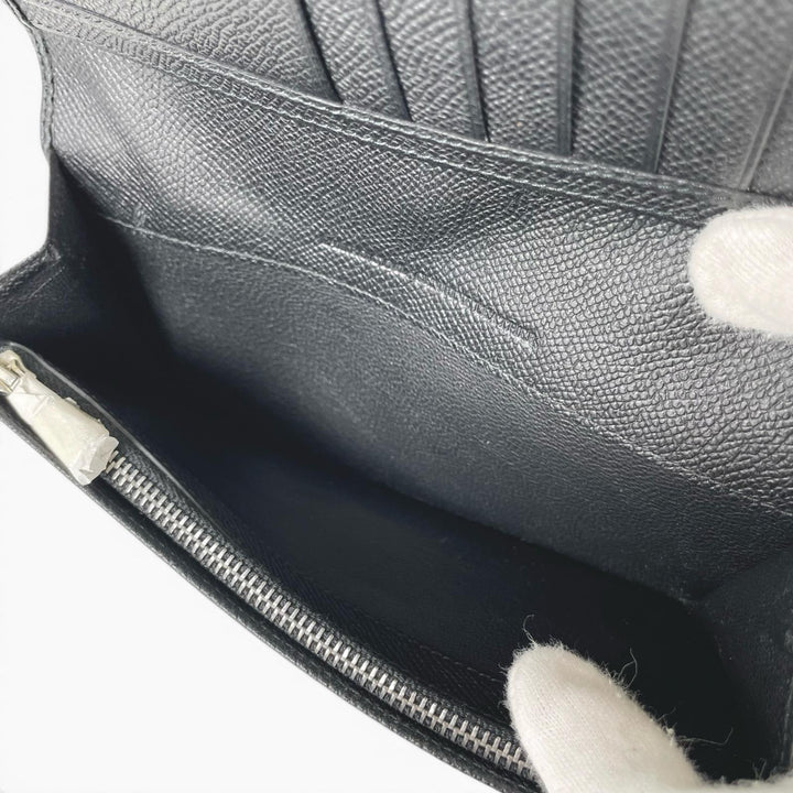 極美品▲BALLY バリー LALIRO ロゴ金具付き レザー ロングウォレット 2つ折り 長財布 ブラック シルバー金具 メンズ 箱・保存袋付き