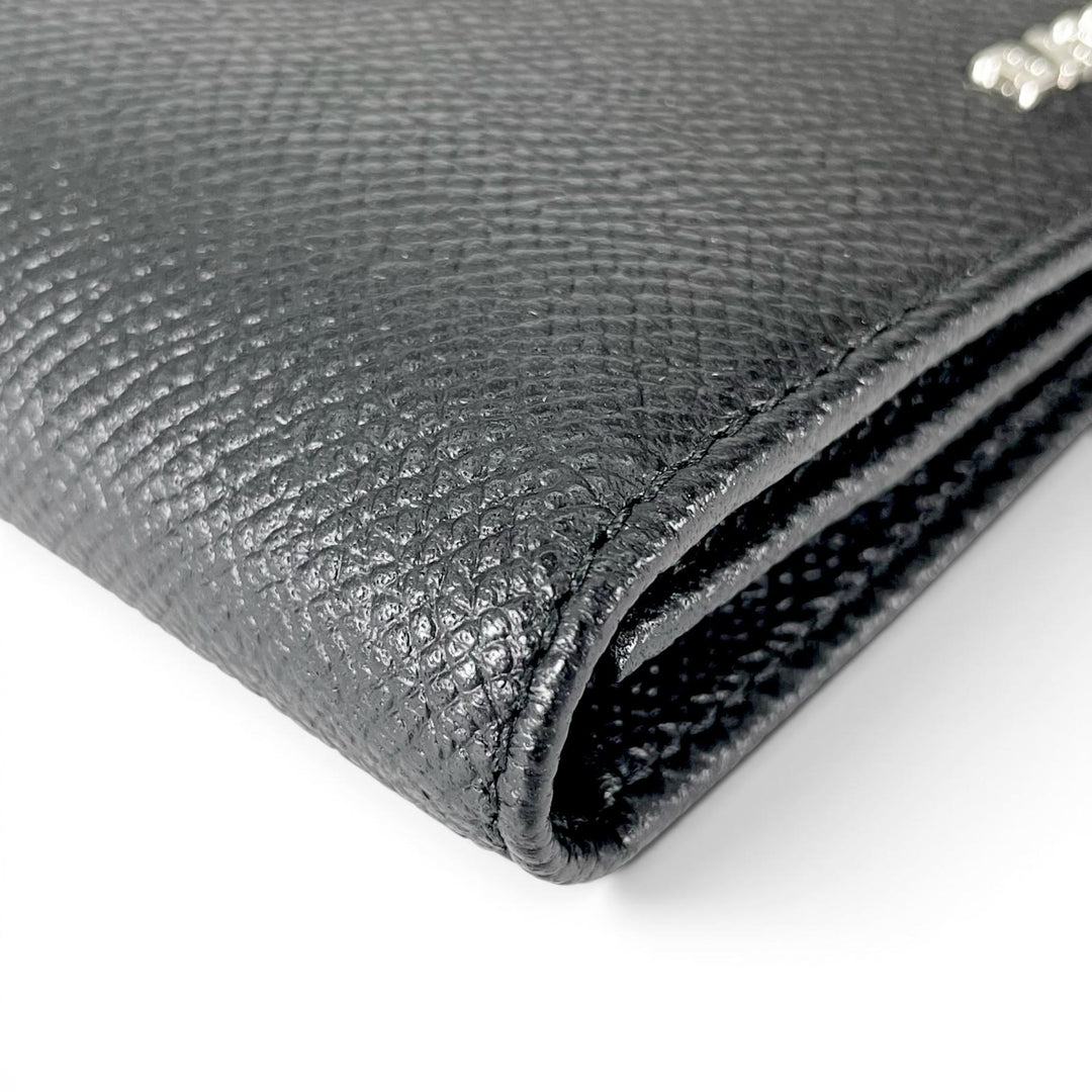 極美品▲BALLY バリー LALIRO ロゴ金具付き レザー ロングウォレット 2つ折り 長財布 ブラック シルバー金具 メンズ 箱・保存袋付き