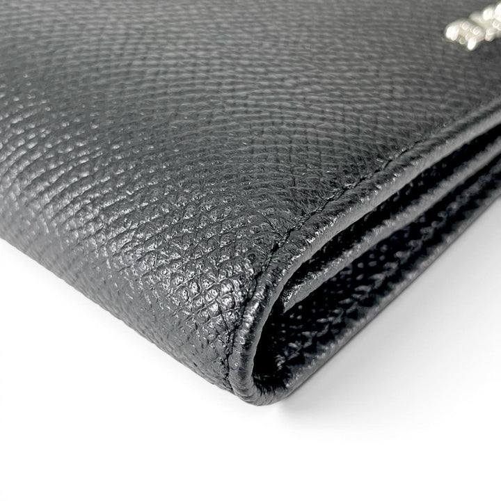 極美品▲BALLY バリー LALIRO ロゴ金具付き レザー ロングウォレット 2つ折り 長財布 ブラック シルバー金具 メンズ 箱・保存袋付き