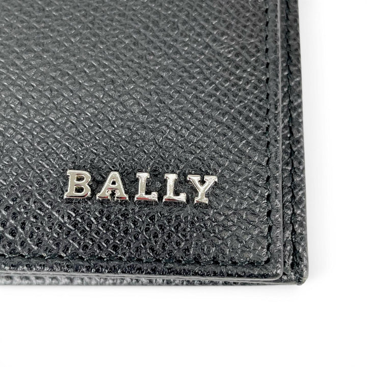 極美品▲BALLY バリー LALIRO ロゴ金具付き レザー ロングウォレット 2つ折り 長財布 ブラック シルバー金具 メンズ 箱・保存袋付き
