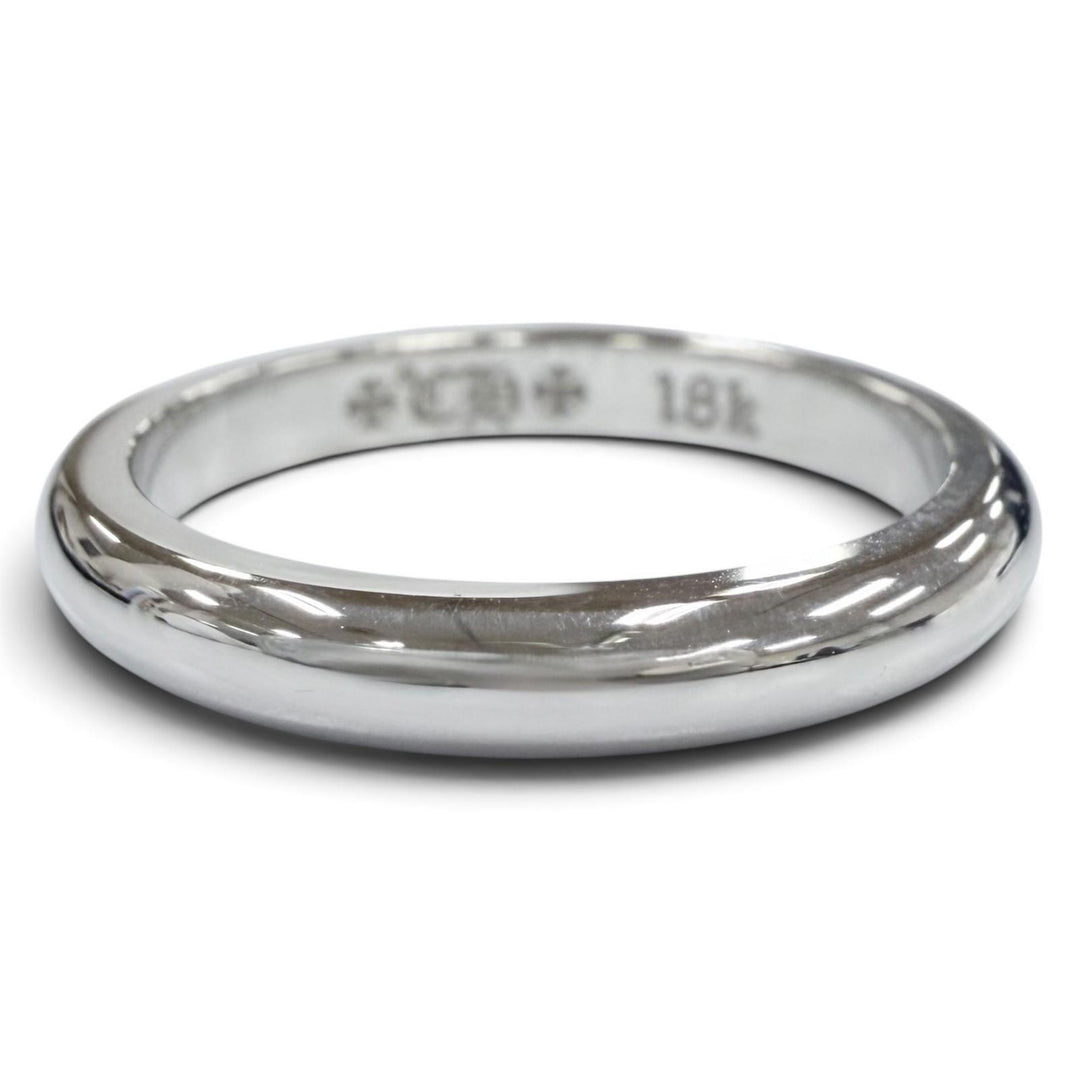 極美品●CHROME HEARTS クロムハーツ ウェディングバンド 18K リング 指輪 ホワイトゴールド JP16号 重量5.5g メンズ
