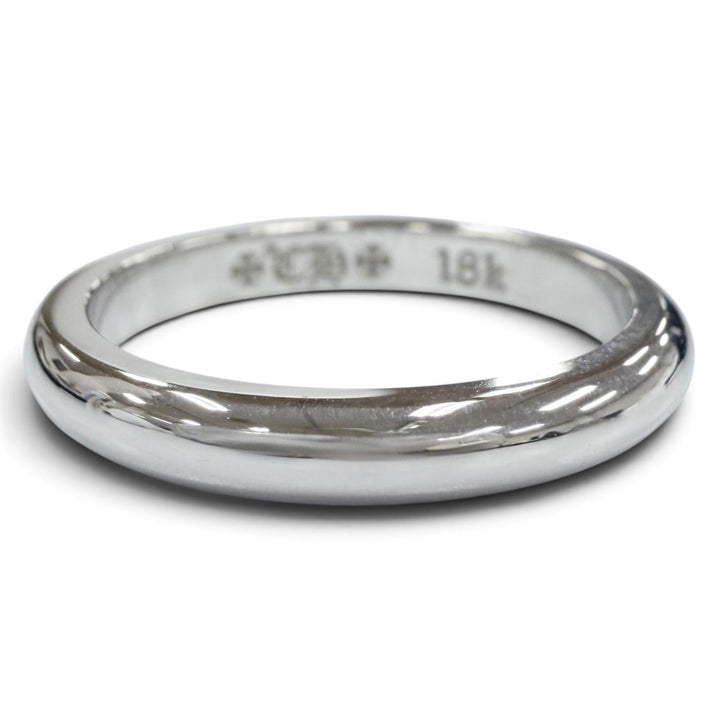 極美品●CHROME HEARTS クロムハーツ ウェディングバンド 18K リング 指輪 ホワイトゴールド JP16号 重量5.5g メンズ