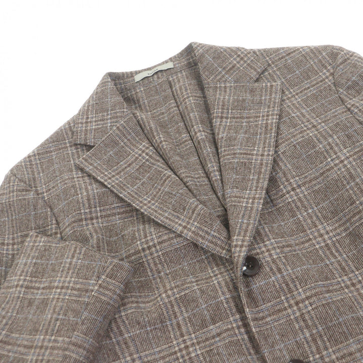 極美品□BOGLIOLI ボリオリ DOVER カシミヤ混 チェック柄 シングル アンコンジャケット テーラードジャケット 46 イタリア製　正規品