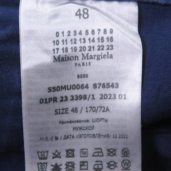 極美品□Maison Margiela 10 メゾンマルジェラ10 23SS S50MU0064 ウォッシュ加工 4ステッチ ショートパンツ ブルー 48 イタリア製 正規品