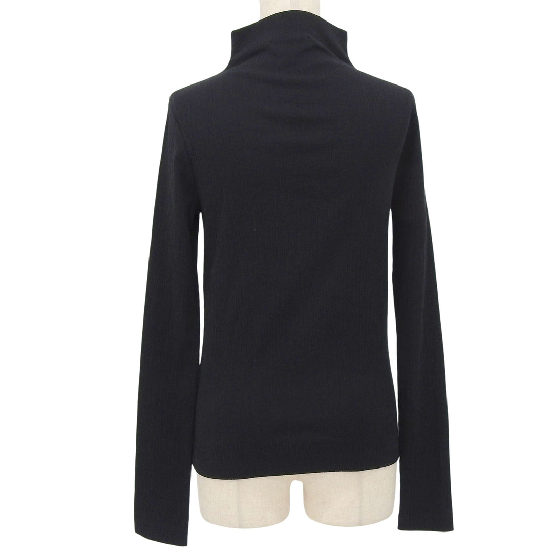 極美品▲JIL SANDER ジルサンダー JSPU707057 コットン ハイネック ロングスリーブ 長袖 カットソー ブラック 32 イタリア製 レディース