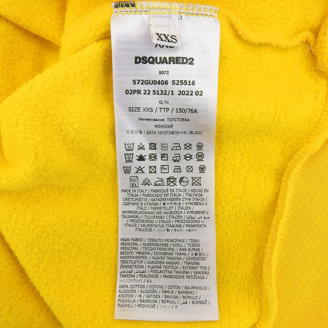 極美品▲DSQUARED2 ディースクエアード 22AW S72GU0406 コットン100％ ロゴプリント スウェット 黄 XXS イタリア製 正規品 レディース